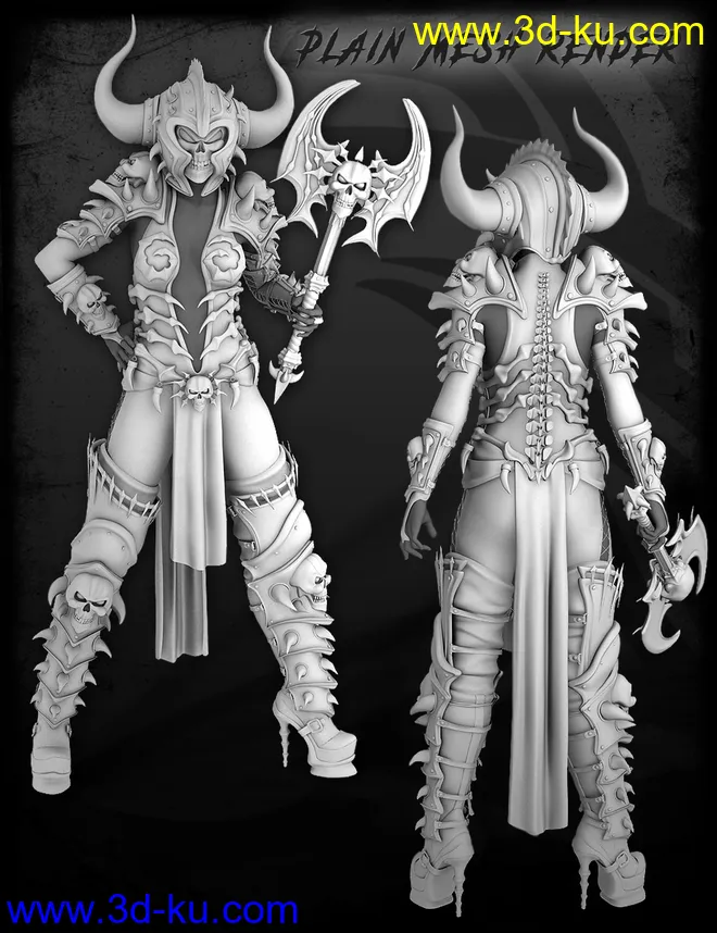 dForce Death Strike Outfit, Poses and Battleaxe for Genesis 8 Female(s)模型的图片11