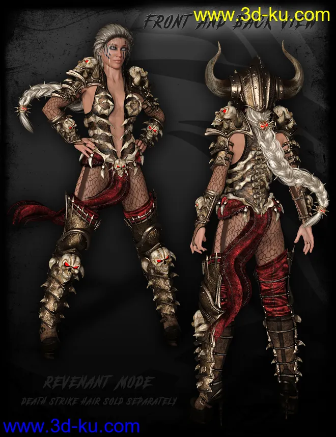dForce Death Strike Outfit, Poses and Battleaxe for Genesis 8 Female(s)模型的图片16