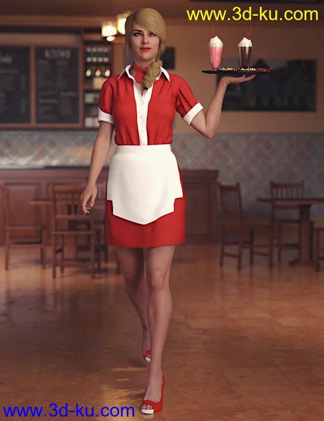 dForce Diner Uniform for Genesis 8 Female(s)模型的图片5