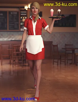 3D打印模型dForce Diner Uniform for Genesis 8 Female(s)的图片