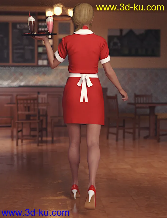 dForce Diner Uniform for Genesis 8 Female(s)模型的图片6