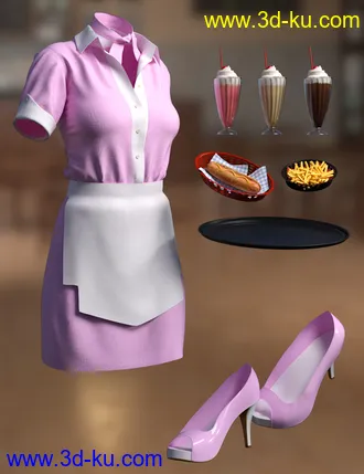 3D打印模型dForce Diner Uniform for Genesis 8 Female(s)的图片