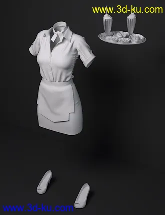 3D打印模型dForce Diner Uniform for Genesis 8 Female(s)的图片