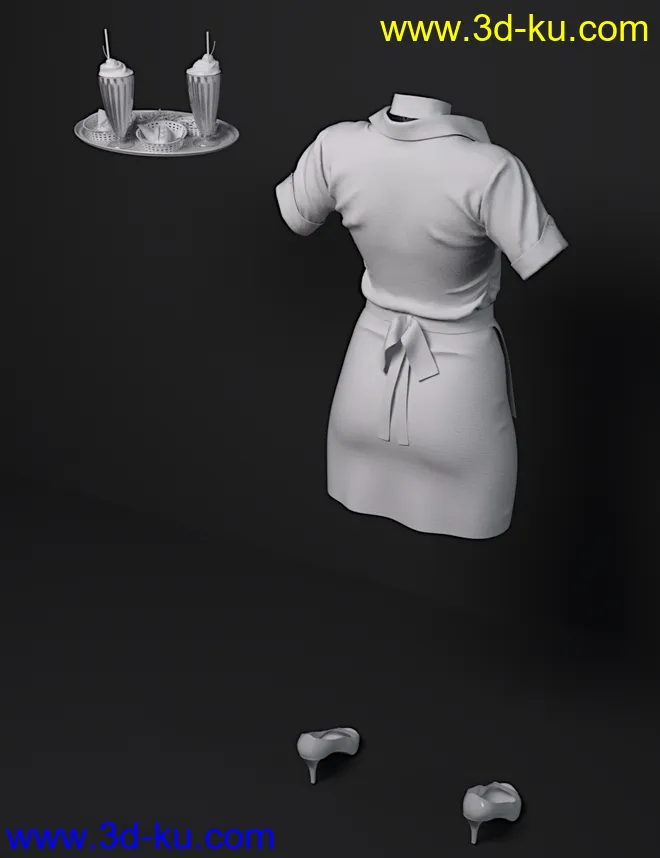 dForce Diner Uniform for Genesis 8 Female(s)模型的图片10