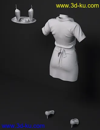 3D打印模型dForce Diner Uniform for Genesis 8 Female(s)的图片