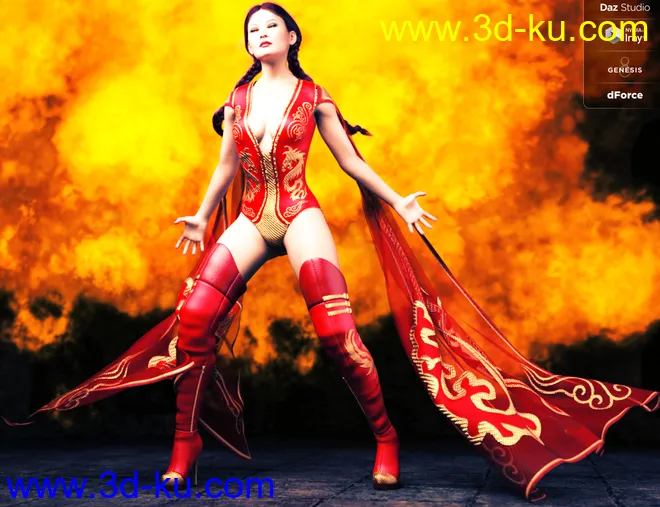 dForce Drama Outfit for Genesis 8 Female(s)模型的图片2