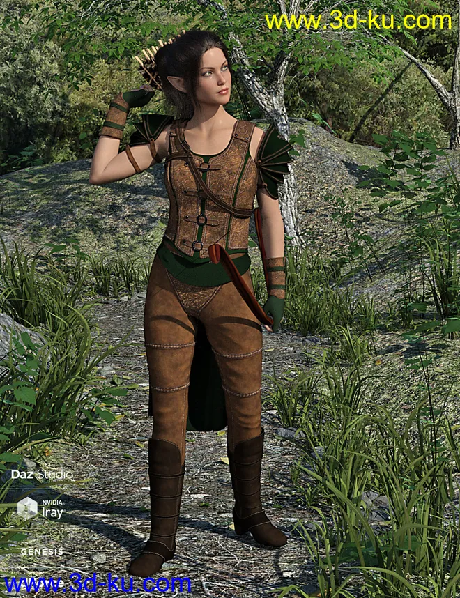 dForce Elf Guardian Outfit for Genesis 8 Female模型的图片2