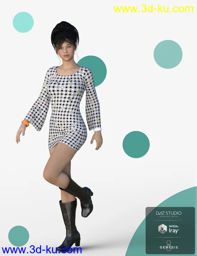 dForce Emma Dress for Josephene 8 and Genesis 8 Female(s)模型的图片2