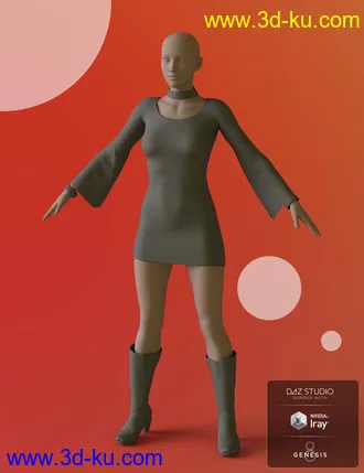 3D打印模型dForce Emma Dress for Josephene 8 and Genesis 8 Female(s)的图片