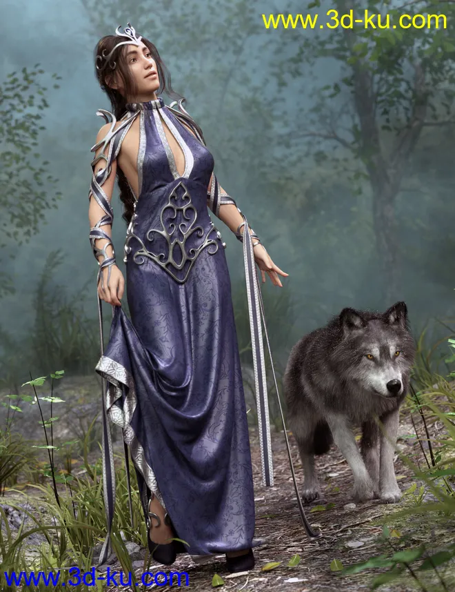 dForce Enchanted Queen Outfit for Genesis 8 Female(s)模型的图片1