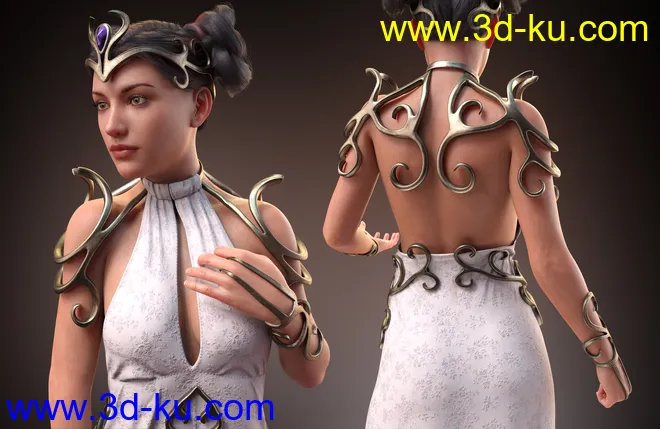 dForce Enchanted Queen Outfit for Genesis 8 Female(s)模型的图片5