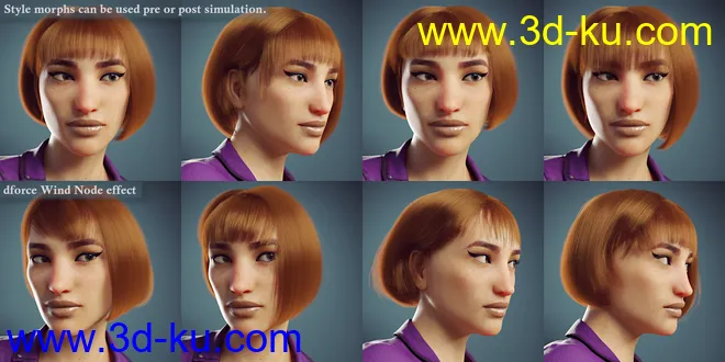 dForce Fashionable Bob for Genesis 8 Female(s)模型的图片9