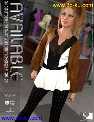 3D打印模型dForce Flared Layer Outfit Available Textures的图片