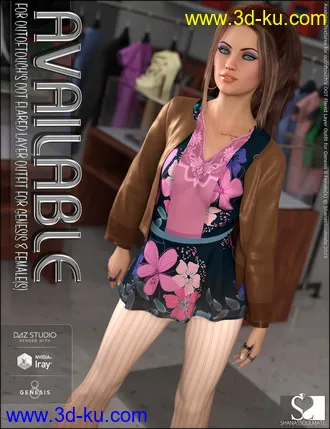 3D打印模型dForce Flared Layer Outfit Available Textures的图片