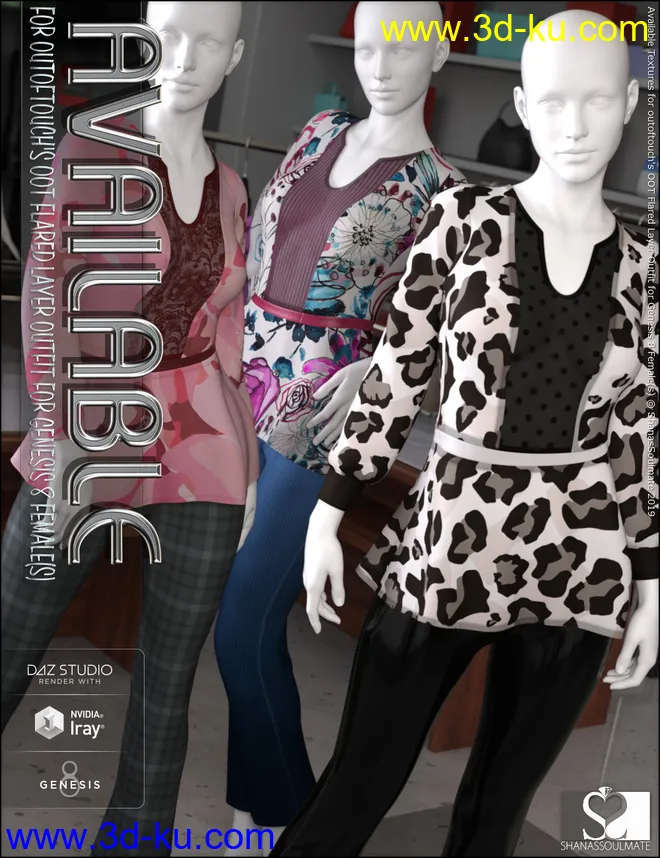 dForce Flared Layer Outfit Available Textures模型的图片11