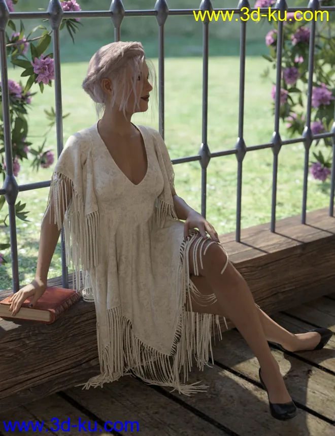 dForce Fringed Breezy Dress for Genesis 3 and 8 Female(s)模型的图片1