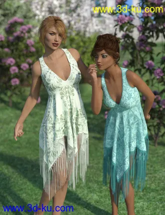 3D打印模型dForce Fringed Breezy Dress for Genesis 3 and 8 Female(s)的图片