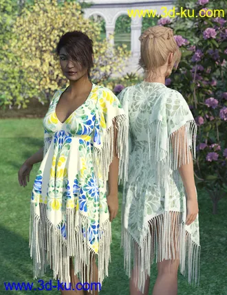 3D打印模型dForce Fringed Breezy Dress for Genesis 3 and 8 Female(s)的图片
