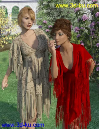 3D打印模型dForce Fringed Breezy Dress for Genesis 3 and 8 Female(s)的图片