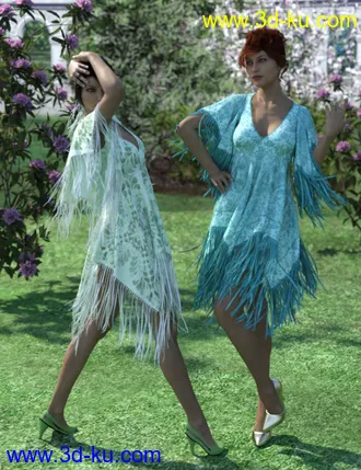 3D打印模型dForce Fringed Breezy Dress for Genesis 3 and 8 Female(s)的图片