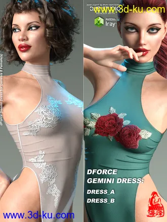 3D打印模型dForce Gemini Dress for Genesis 8 Female(s)的图片
