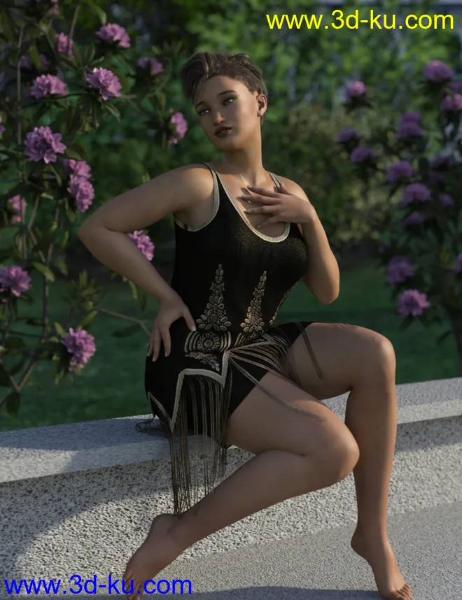 dForce Golden Era Textures for Vintage Style Flapper Dress 01模型的图片1