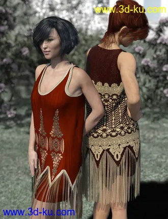 3D打印模型dForce Golden Era Textures for Vintage Style Flapper Dress 01的图片
