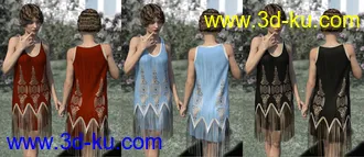 3D打印模型dForce Golden Era Textures for Vintage Style Flapper Dress 01的图片