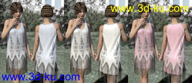 dForce Golden Era Textures for Vintage Style Flapper Dress 01模型的图片5