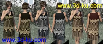 3D打印模型dForce Golden Era Textures for Vintage Style Flapper Dress 01的图片