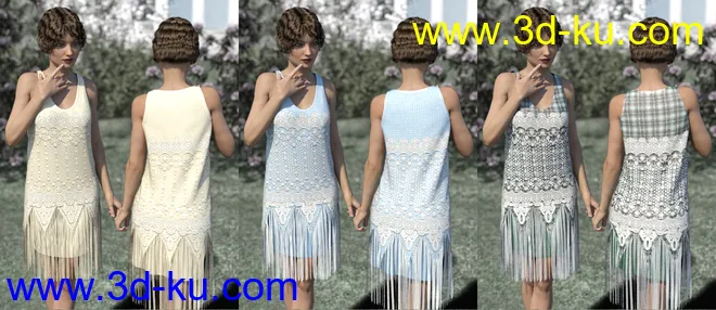 dForce Golden Era Textures for Vintage Style Flapper Dress 01模型的图片7