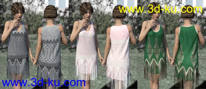 dForce Golden Era Textures for Vintage Style Flapper Dress 01模型的图片8
