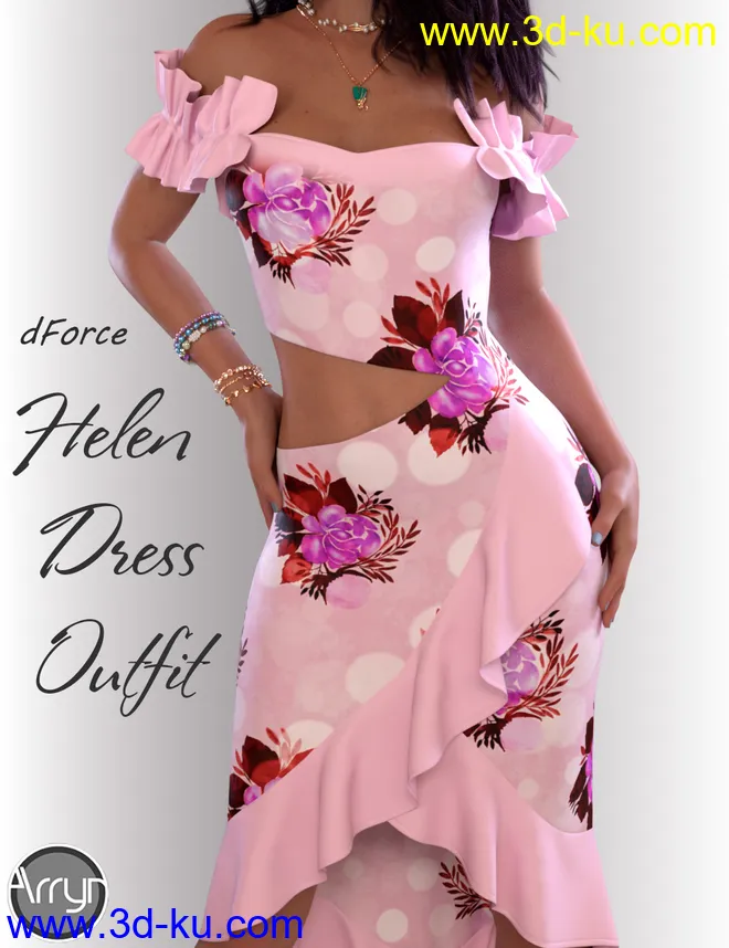 dForce Helen Cocktail Dress Outfit for Genesis 8 Female(s)模型的图片1