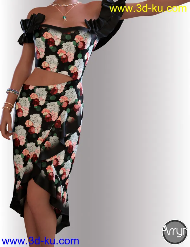 dForce Helen Cocktail Dress Outfit for Genesis 8 Female(s)模型的图片3