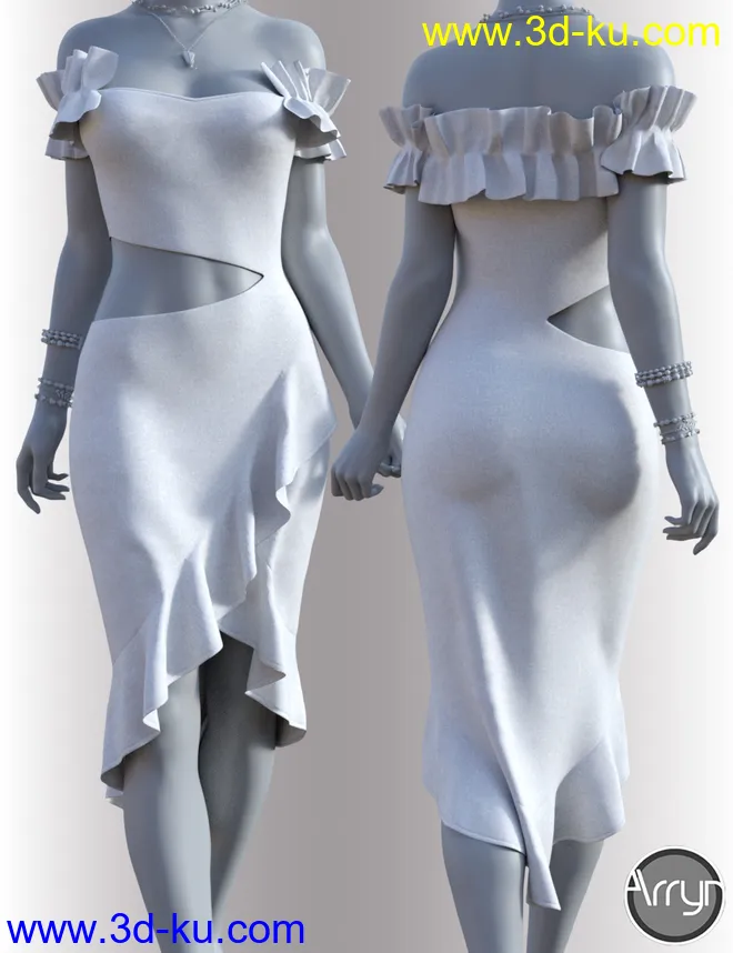 dForce Helen Cocktail Dress Outfit for Genesis 8 Female(s)模型的图片5