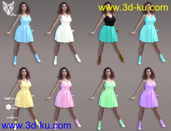 dForce Inocencia Dress Outfit for Genesis 8 Female(s)模型的图片4