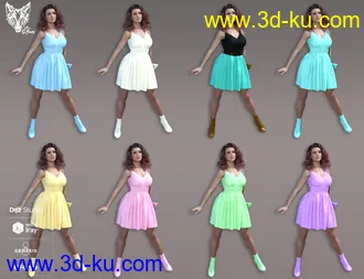 3D打印模型dForce Inocencia Dress Outfit for Genesis 8 Female(s)的图片