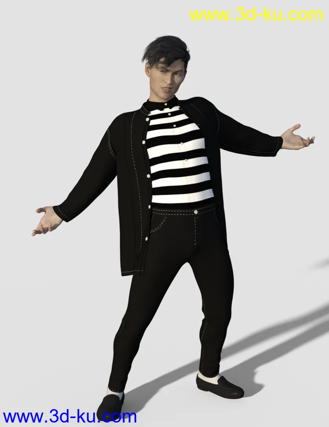dForce Jailhouse Rock Outfit for Genesis 8 Male模型的图片1