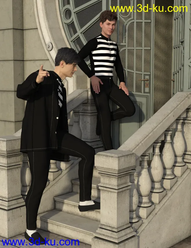 dForce Jailhouse Rock Outfit for Genesis 8 Male模型的图片3