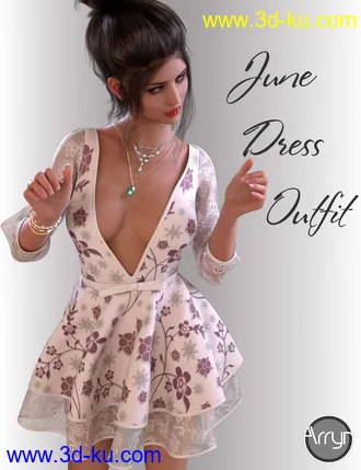 3D打印模型dForce June Holiday Dress Outfit for Genesis 8 Female(s)的图片
