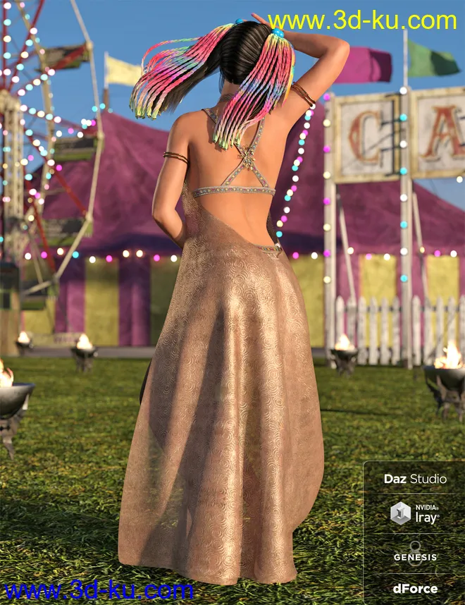 dForce Khamsin Outfit for Genesis 8 Female(s)模型的图片4