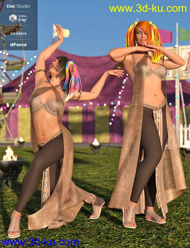 dForce Khamsin Outfit for Genesis 8 Female(s)模型的图片5