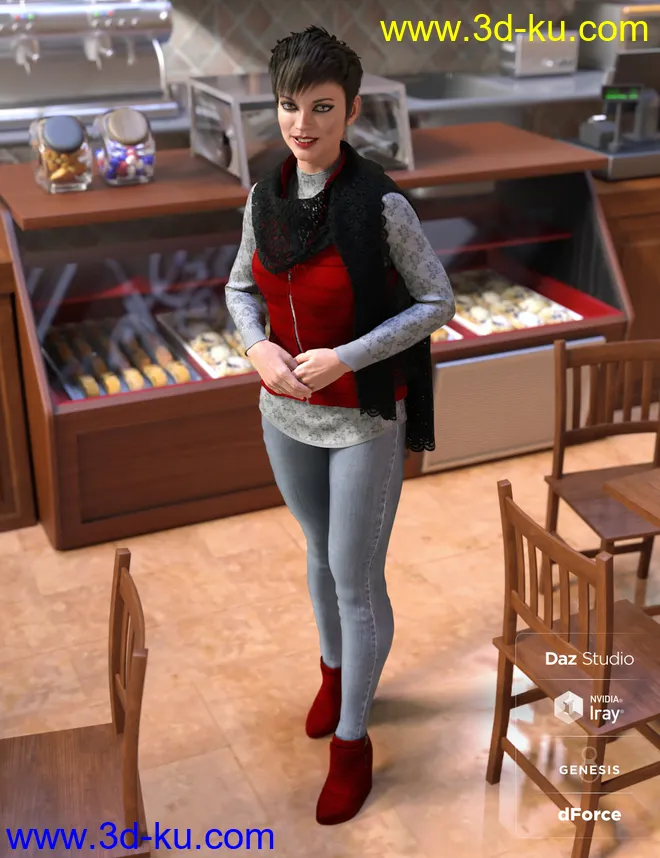dForce Latte Mornings Outfit for Genesis 8 Female(s)模型的图片1