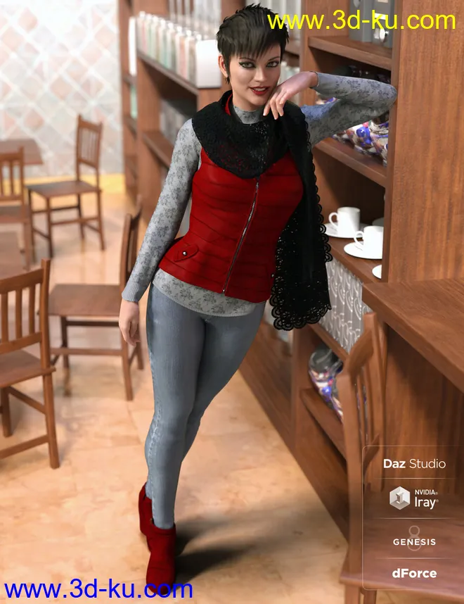 dForce Latte Mornings Outfit for Genesis 8 Female(s)模型的图片2