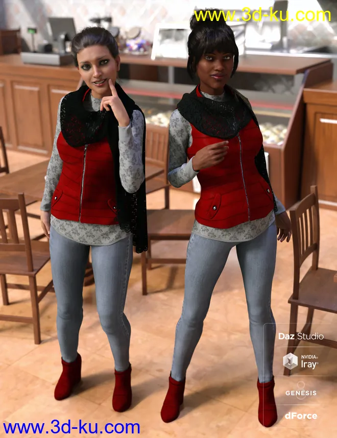 dForce Latte Mornings Outfit for Genesis 8 Female(s)模型的图片5