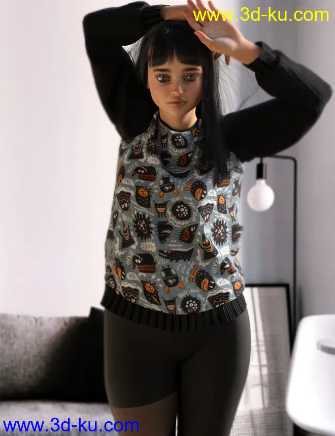 dForce Lazy Home Wear Outfit模型的图片4