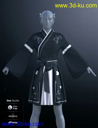 3D打印模型dForce Modern Kimono for Genesis 8 Female(s)的图片