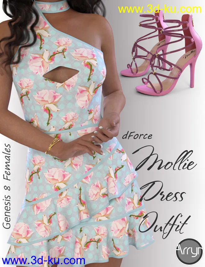 dForce Mollie Candy Dress Outfit for Genesis 8 Female(s)模型的图片1