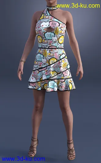 3D打印模型dForce Mollie Candy Dress Textures的图片