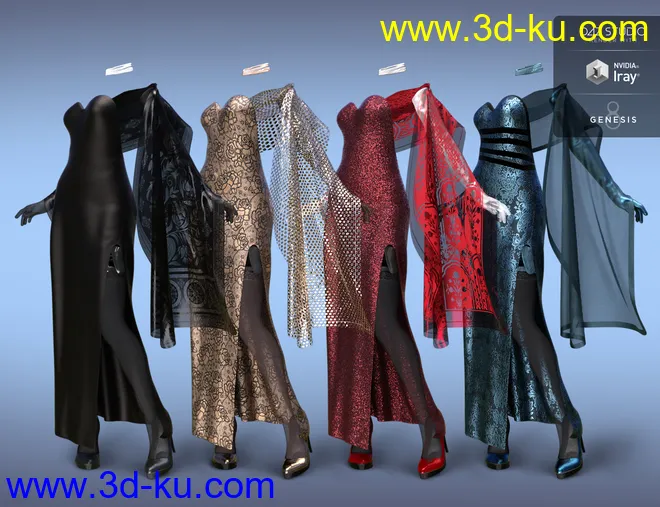 dForce Natasha Rose Outfit Textures模型的图片6